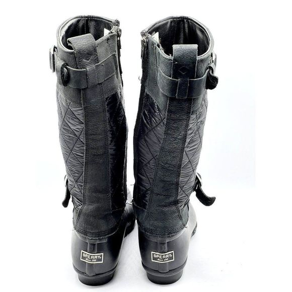 Sperry Saltwater Tall Buckle Nylon Quilt Rain Boot Black Women's Size 7.5 - Picture 8 of 10